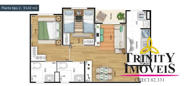 Apartamento à venda com 2 quartos, 55m² - Foto 7